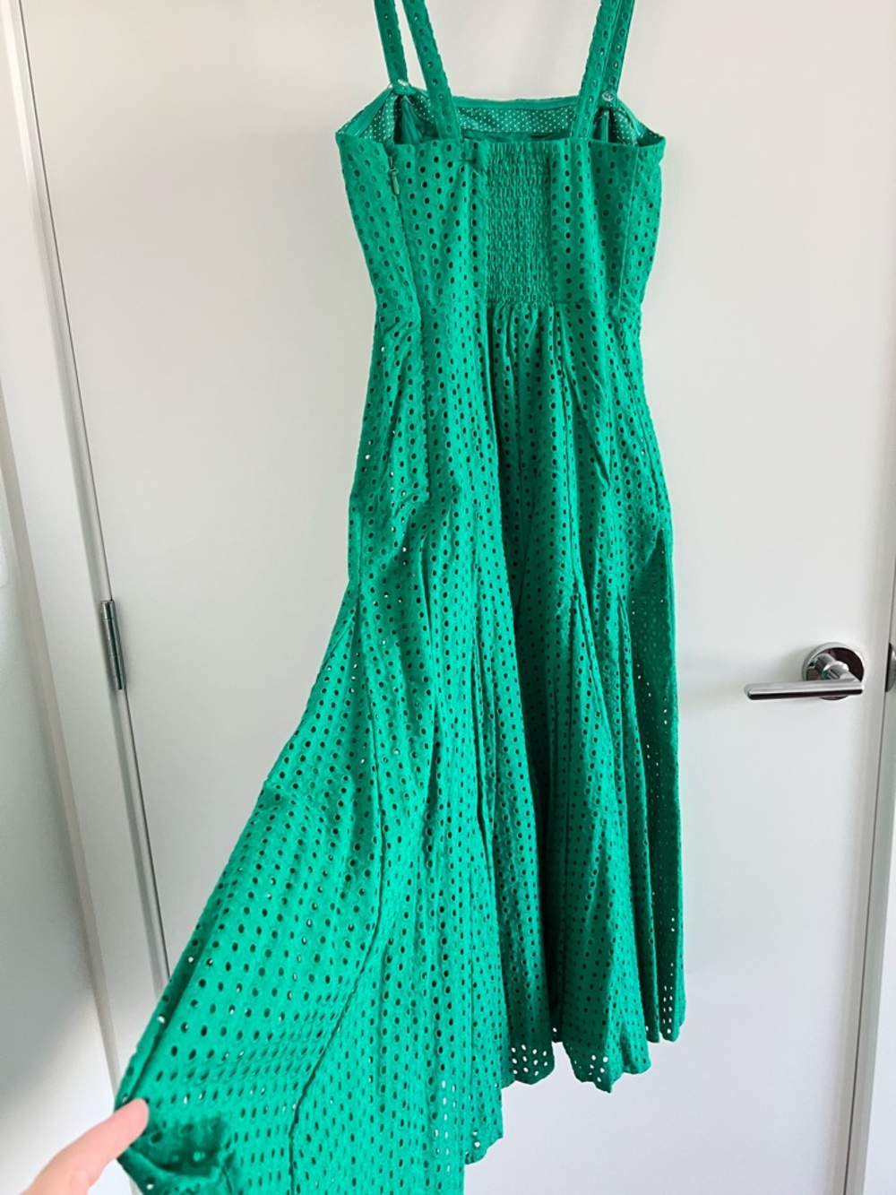 Anthropologie Emerald Green Eyelet Midi Dress - Picture 4 of 6
